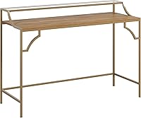 Sauder International Lux Writing Desk with Storage Shelf, Sindoori Mango Finish - Home Office Desk