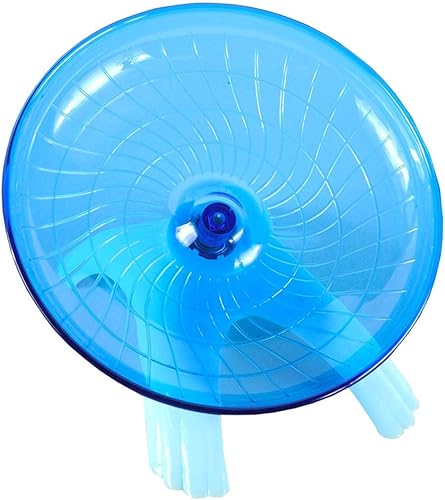 Miniatura 6 de Botella de agua de hámster 3 en 1 + rueda de ejercicio con platillo volador para hámster enano, ratón, erizo (azul)