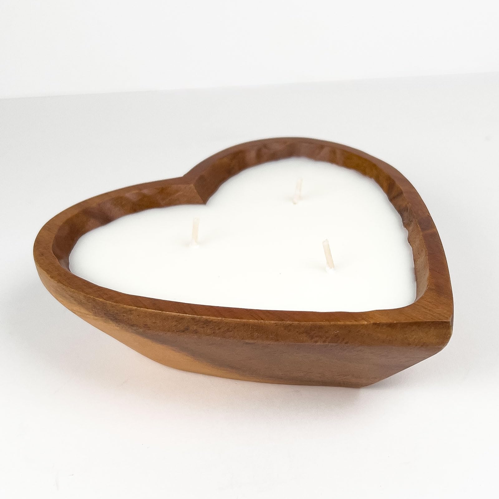 Big Red Egg Coconut Heart Shaped Wooden Bowl Candle – Toasted Scented - Soy Wax - Hand Poured - 100% Biodegradable
