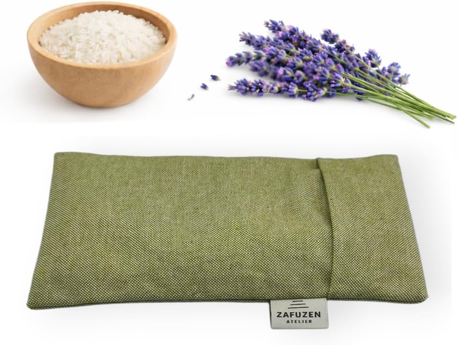 Eye Cushion with Washable Cover Sage - Natural Lavender and Rice Flowers Eye Cushion Natural Cotton Yoga Meditation Relax and Rest