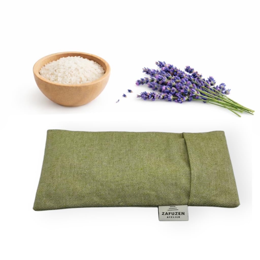Coussin pour Les Yeux avec Housse Lavable Sage – Coussin oculaire avec Fleurs de Lavande Naturelle et Riz, Coton Naturel, Yoga et méditation, Relaxation et Repos