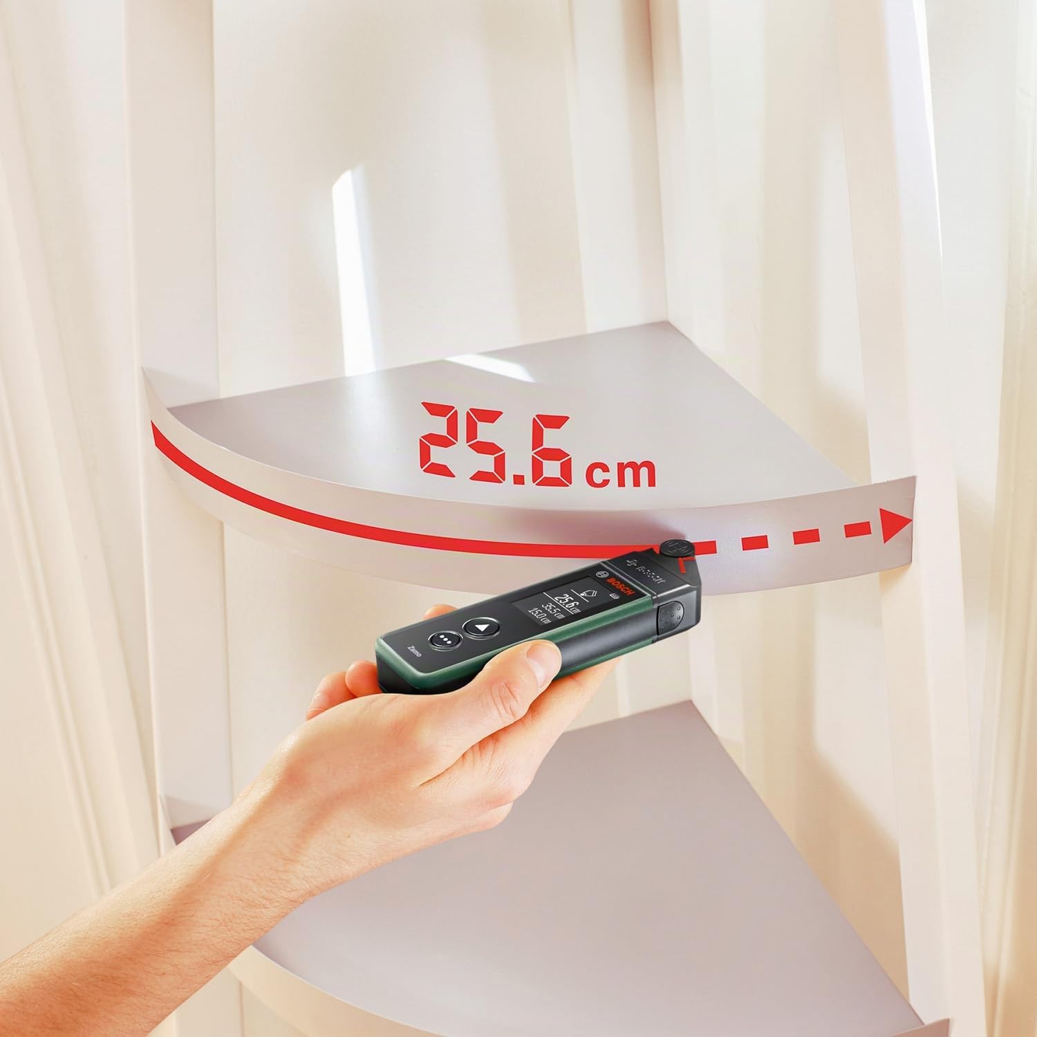 Bosch Medidor Láser Zamo 4.ª gen. con 3 adaptadores (medición fácil y precisa hasta 25 m, pilas recargables mediante USB-C®, con función de acoplamiento, en caja)