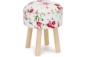 Dollhouse Stool Miniature Round Upholstered 1:12 Scale Wooden Stool Ornament Dollhouse Furnishing...