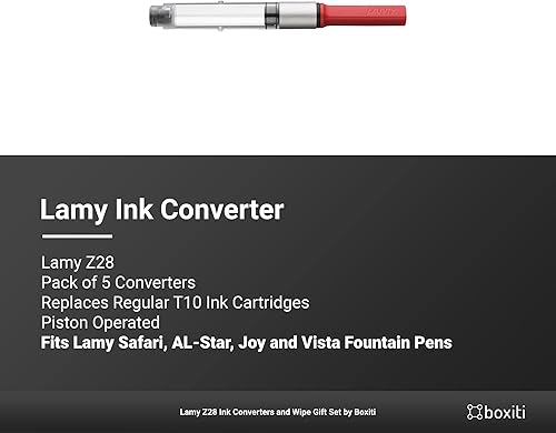Miniatura 2 de Lamy Z28 - Convertidores de tinta para pluma estilográfica, paquete de 5 unidades y toallitas