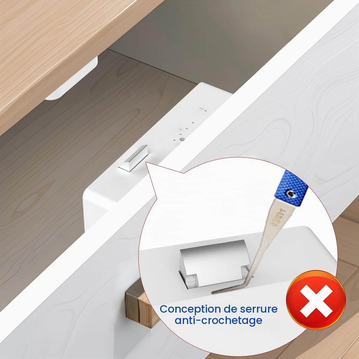 Serrure d'armoire RFID, NFC - Fine - Électronique - Tiroirs - eLinkSmart - Pas de clé - Application Bluetooth - Sécurité enfant cachée - Serrure d'armoire - Pour camouflage liqueur - garde-manger