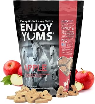 Apple Horse Treats 1 lb Bag All-Natural, Low Sugar, Heart-Shaped Baked Biscuits Vet-Approved Equine Snacks Made in USA