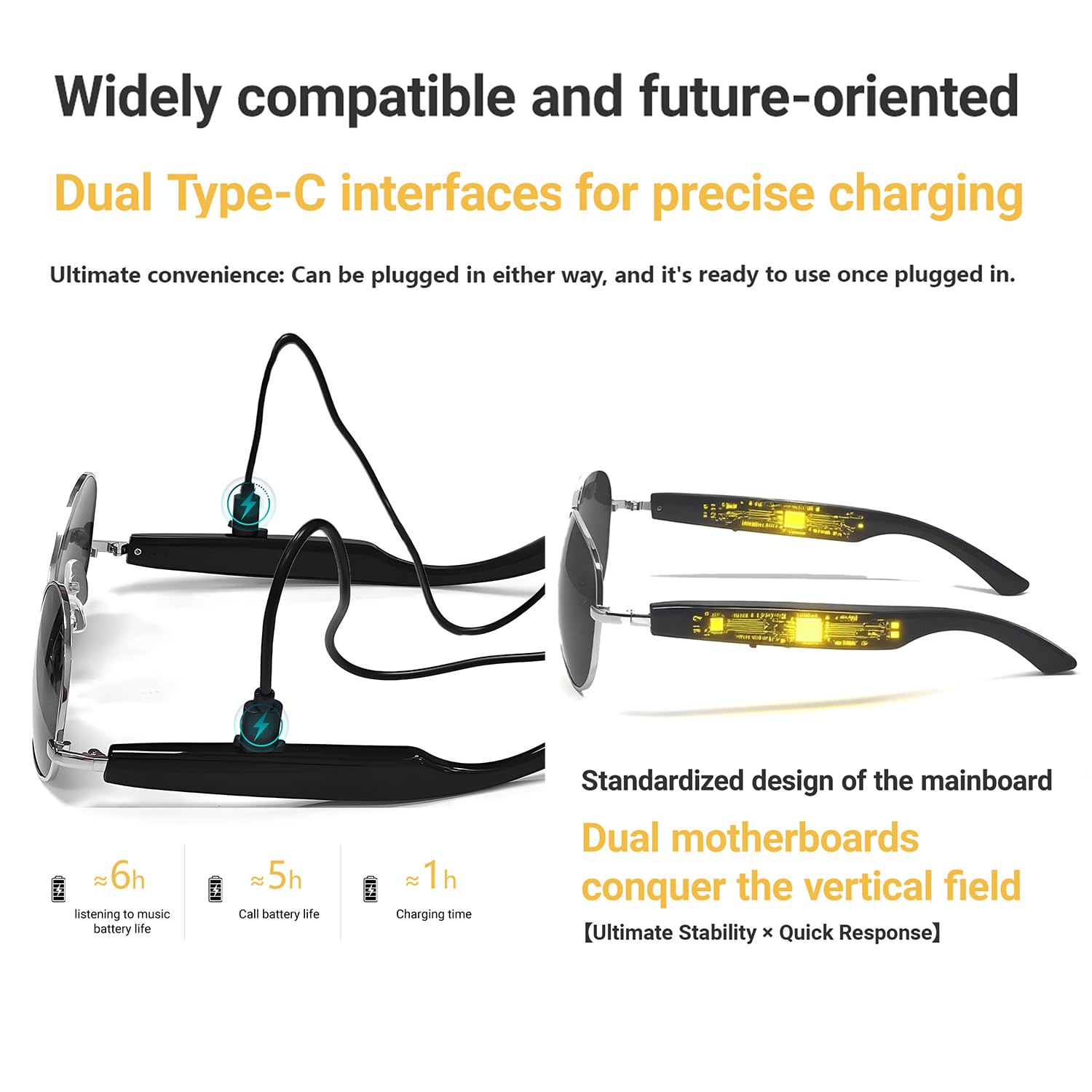 LONGLU Lunettes intelligentes, lunettes intelligentes AI avec application Hyper MZT – Traduction en temps réel de plus de 100 langues, photographie tactile, protection UV400 et Bluetooth 5.4 (marron)