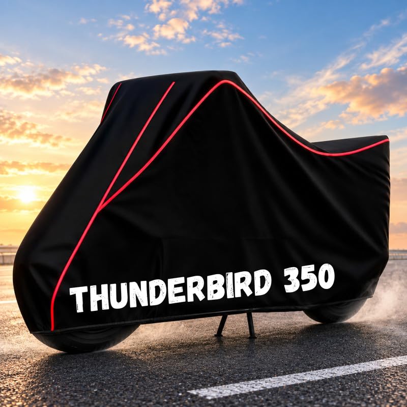 Image of Bike Body Cover for Thunderbird 350 - Heavy Duty Waterproof, Dustproof & Scratch Resistant Motorcycle Cover, Full Body Outdoor Cover with UV & Rain Protection, Red Aqua Piping