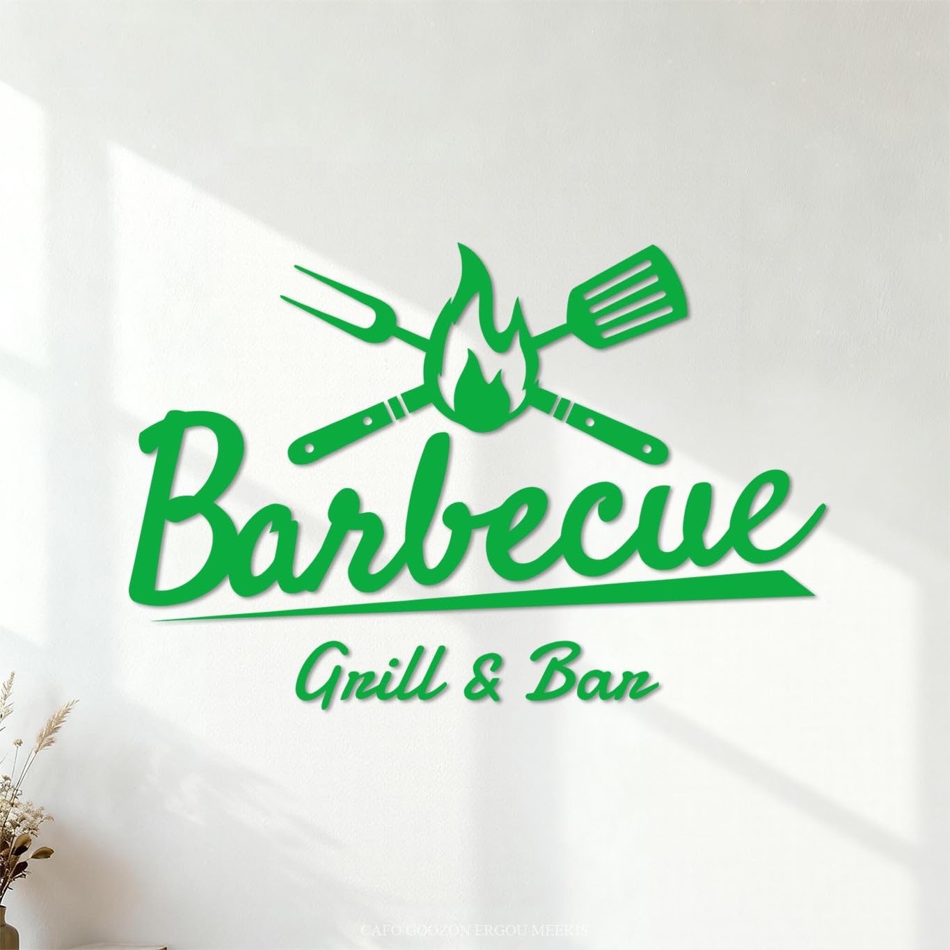 Fine Carving Decals Kitchen Barbecue Cooking BBQ Food Meat Grill Bar Outdoor 54.6x81.5cm Tattoo Culture Green