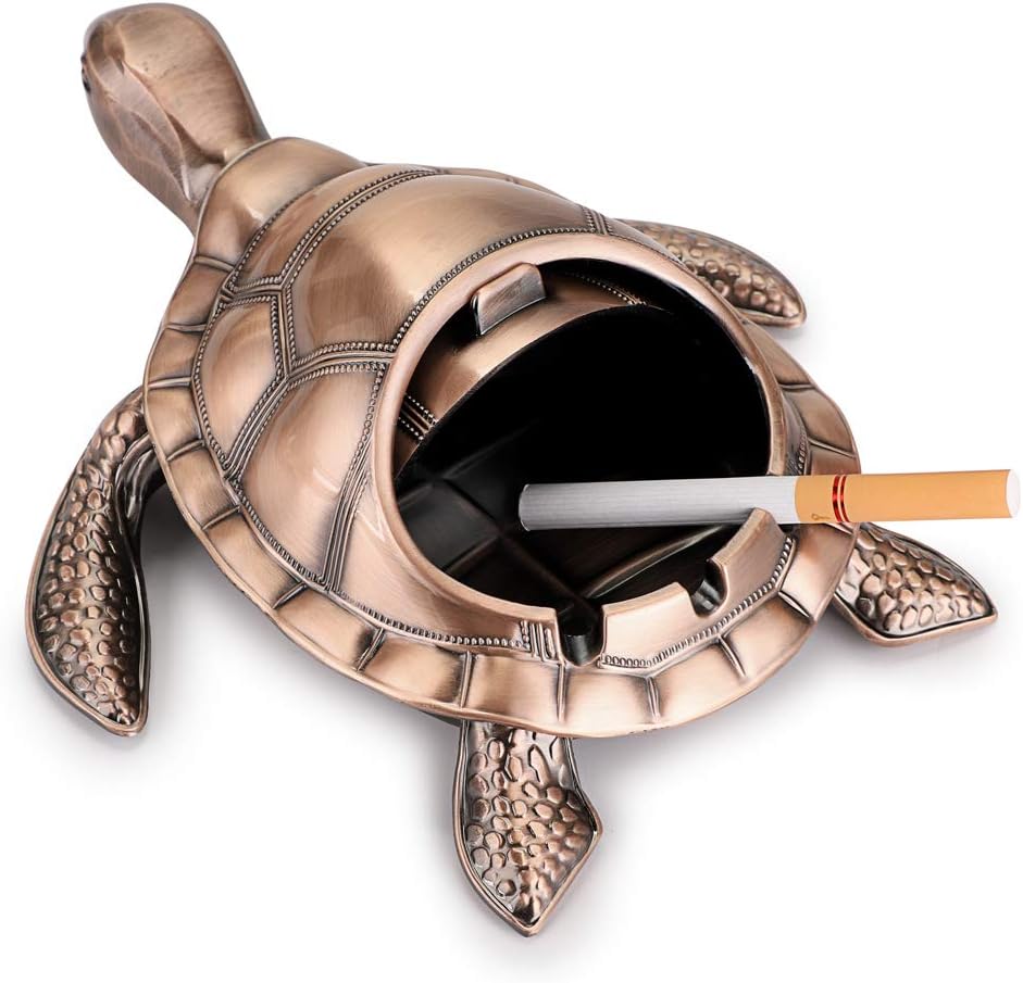 Vintage Aschenbecher Mit Deckel - Winddichter Metall Aschenbecher Schloss Design