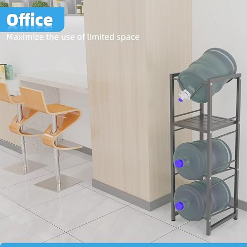 Miniatura 7 de Soporte para jarra de agua de 5 galones, soporte resistente de 3 niveles con estantes de almacenamiento para cocina, sala de estar, oficina, gimnasio