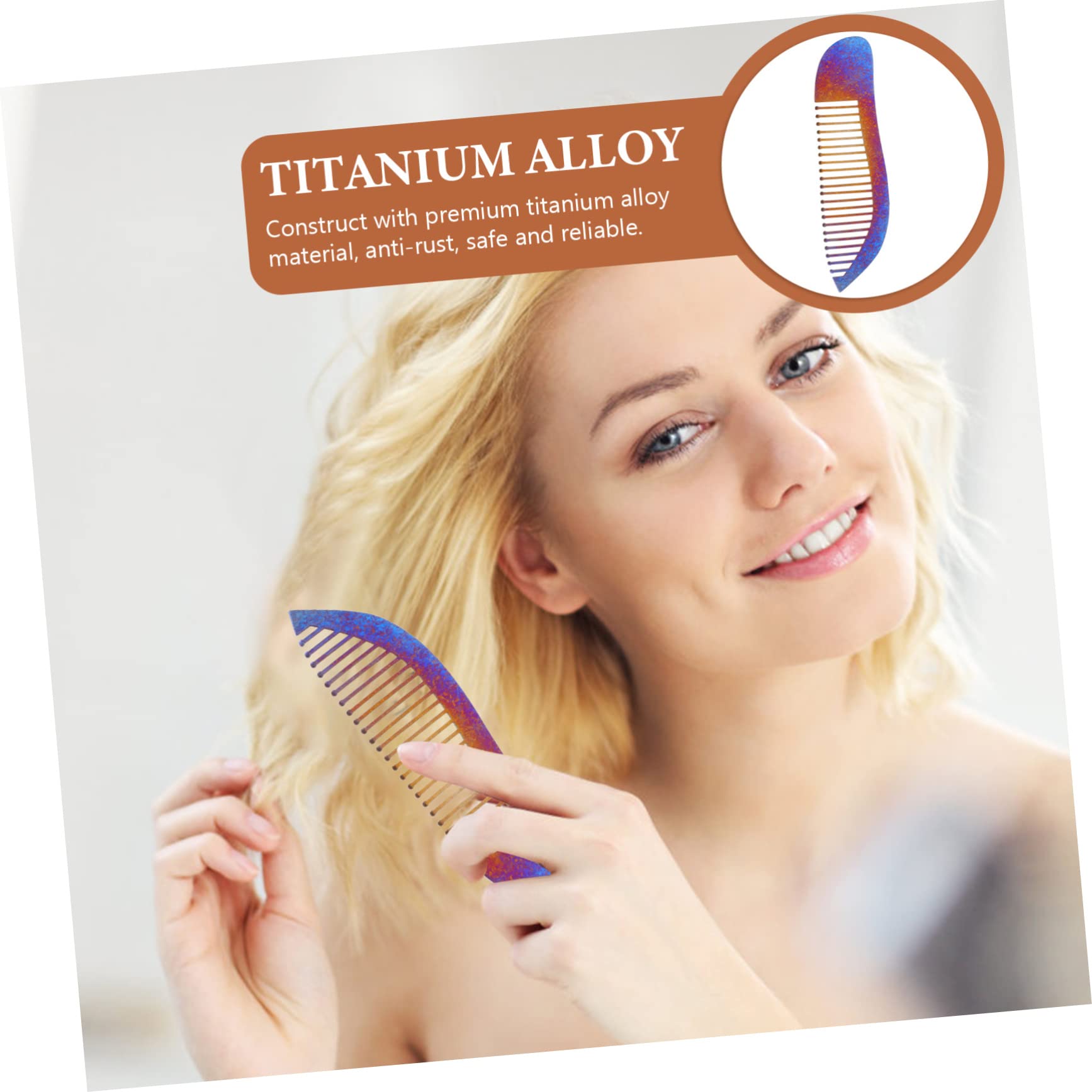 FRCOLOR 5 Piezas Peine Titanio Peine Peluquero Metálico Pelo Para Hombre Peinado Para Hombres Titanio Diente Ancho