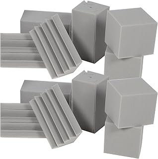 16pcs Low Frequency Bass Traps Acoustic Sound Absorbing Cotton Foam Set 12 Flat Panels and 4 Cube Diffusers for Recording Studio, Home Theater, Ktv Soundproofing