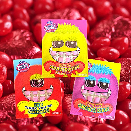 Dubble Bubble Chewing Gum Candy Valentine's Day Card Gift, 10 Pieces, Pack of 3