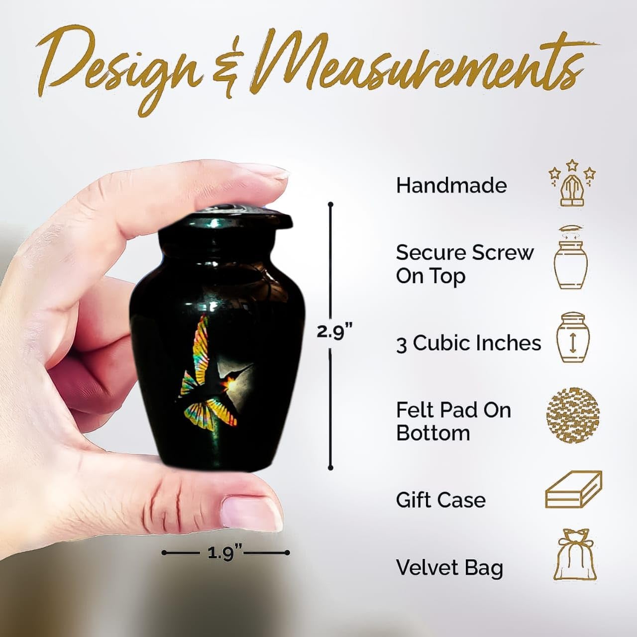 Bird Design Small Keepsake Cremation Urns for Human Ashes | Memorial Funeral Urns for Ashes | Secure & Beautiful Keepsake for Loved Ones | Velvet Case Included - Image 6