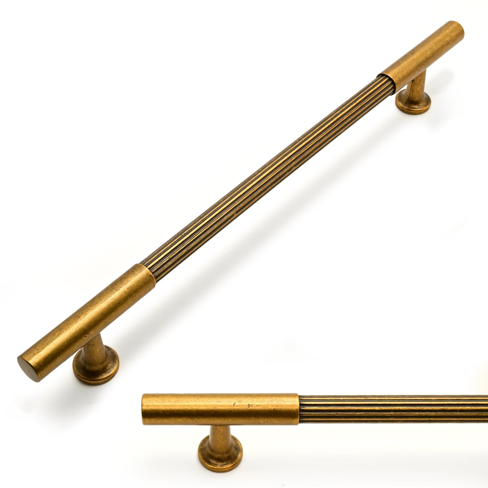 Talentedeco 10 Pack Antique Brass Cabinet Pulls 7.5 Inch(192mm) Kitchen Cupboard Handles Vintage Retro Cabinet Hardware for Drawer Pulls — image 1