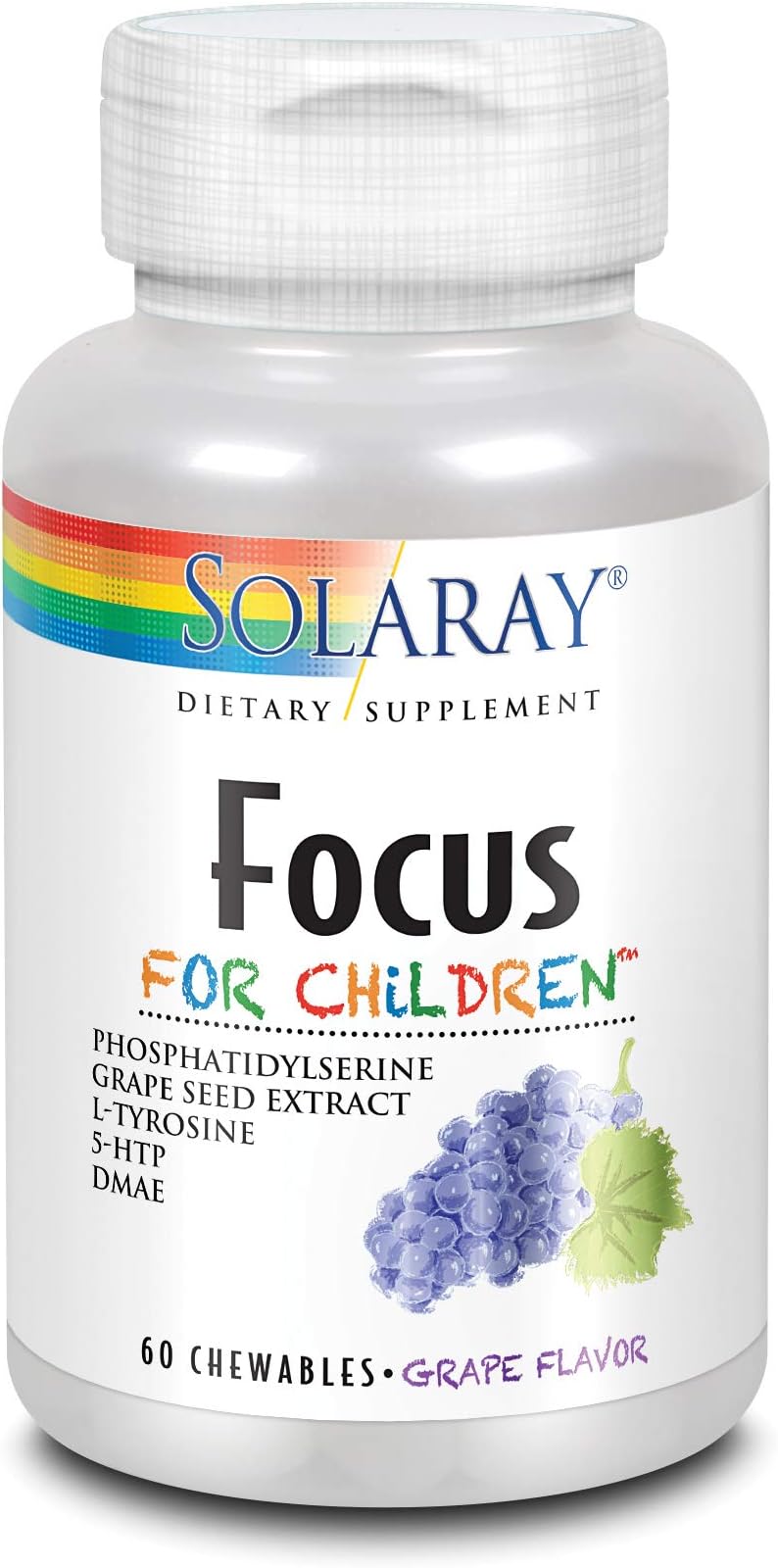 Kids Focus Chewables with Phosphatidylserine - Natural Brain Development Support with DMAE, Memory & Concentration Support for Children, Kids Focus and Attention Supplement - 60 Chewables