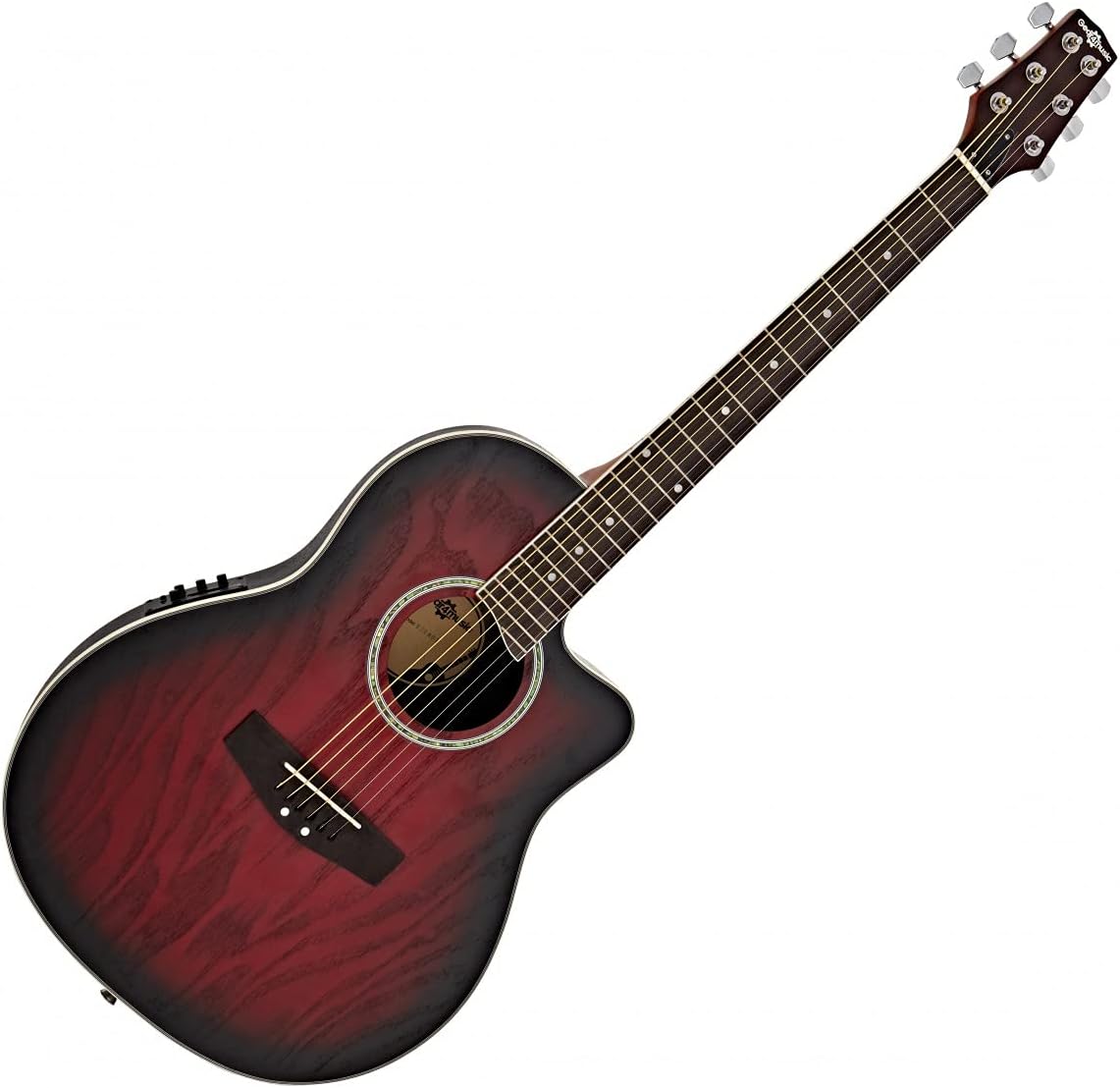 Deluxe Roundback Electro Acoustic Guitar by Gear4music, Red Burst ...