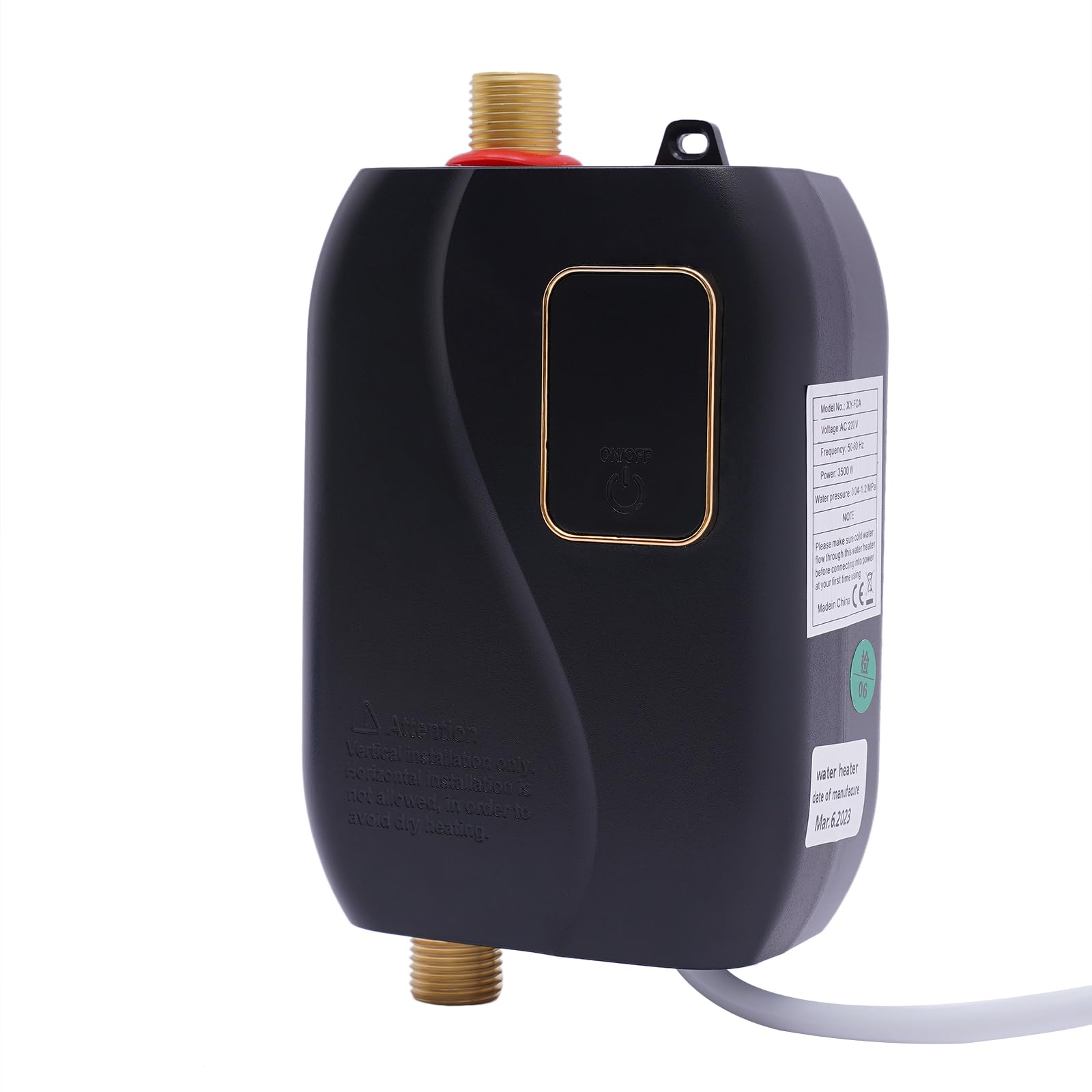 Elektronischer Durchlauferhitzer, 3500W Tankless Warmwasserbereiter Untertischspeicher mit Display, Elektrischer Duschheizer Klein 25-50℃ Temperatur Einstellbar für Küche Badezimmer