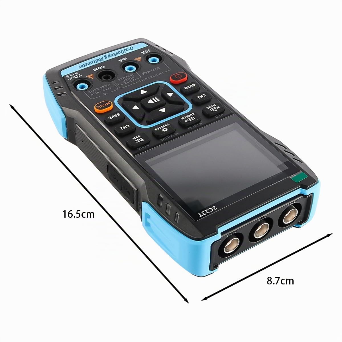 DollaTek 2C23T 3-in-1 Hand Oszilloskop, 2 Kanäle 10 MHz, 50 MSa/s Abtastrate, Multimeter & Signalgenerator, 2,8 Zoll HD-Display, 3000mAh Akku, Mehrsprachig, für Werkstatt, Labor & Automobilprüfung