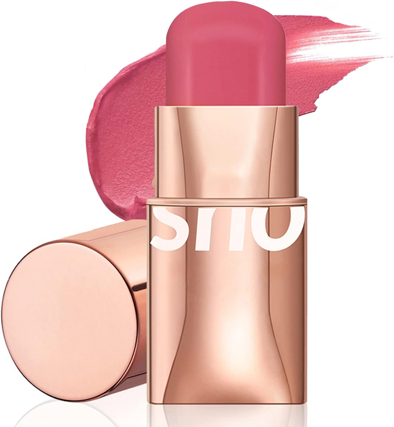 Waterproof Cream Blush Stick for Cheeks, Cherry Pink, Opaque Finish, Lightweight, Easy to Apply, Suitable for All Skin Tones