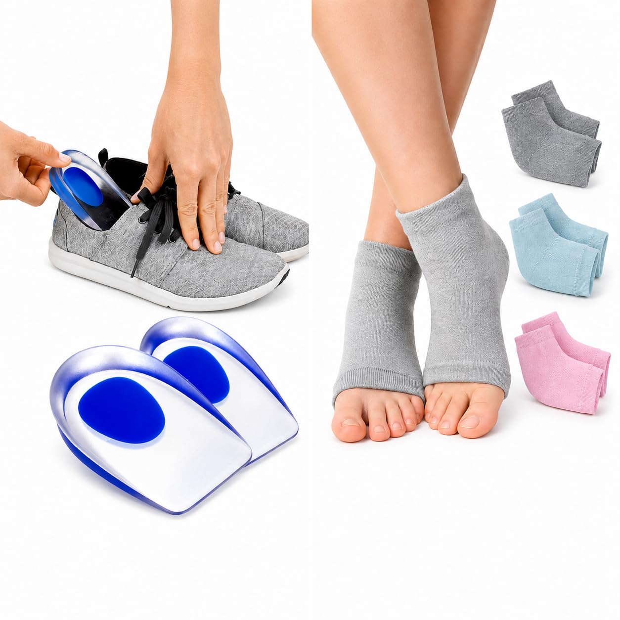 Moisturizing Gel Socks Repair Cracked Heels Treatment, Gel Heel cups Silicone Heel Pad for Heel Ankle Pain-image-49