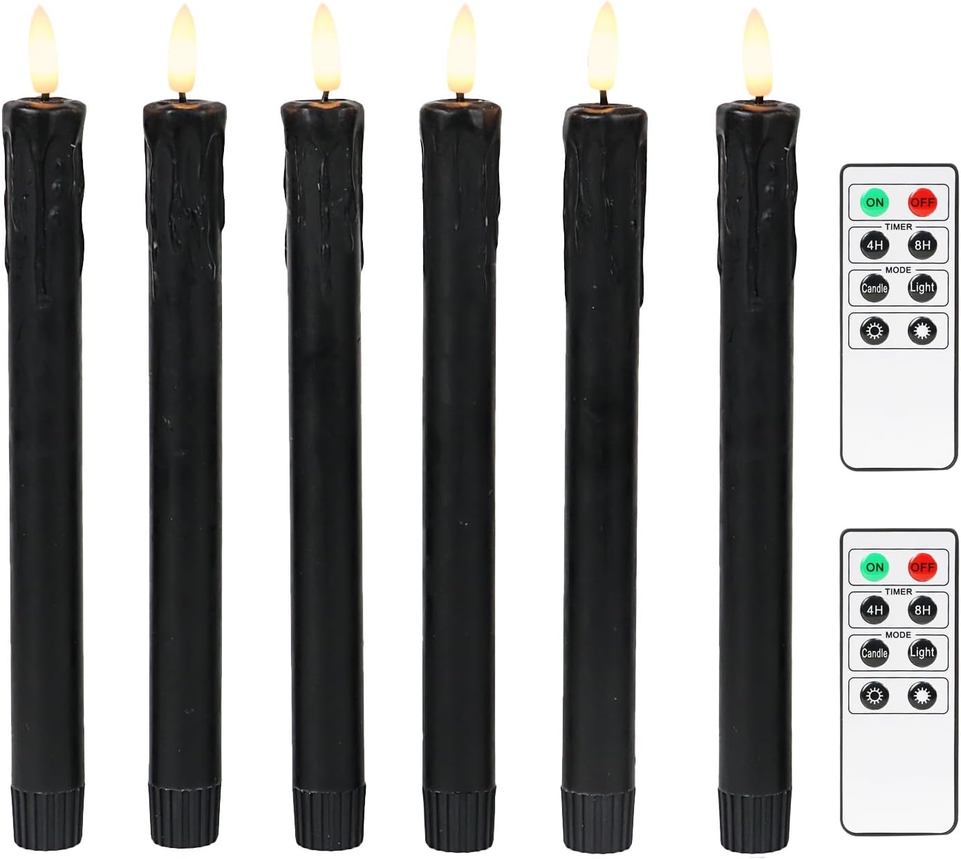 Fanna 9.6" Flameless LED Taper Candles with Timer in Real Wax, Battery Operated Rustic Wax Dinner Candlesticks with Remote, 8 Batteries Included - Set of 4 - Dark Blue