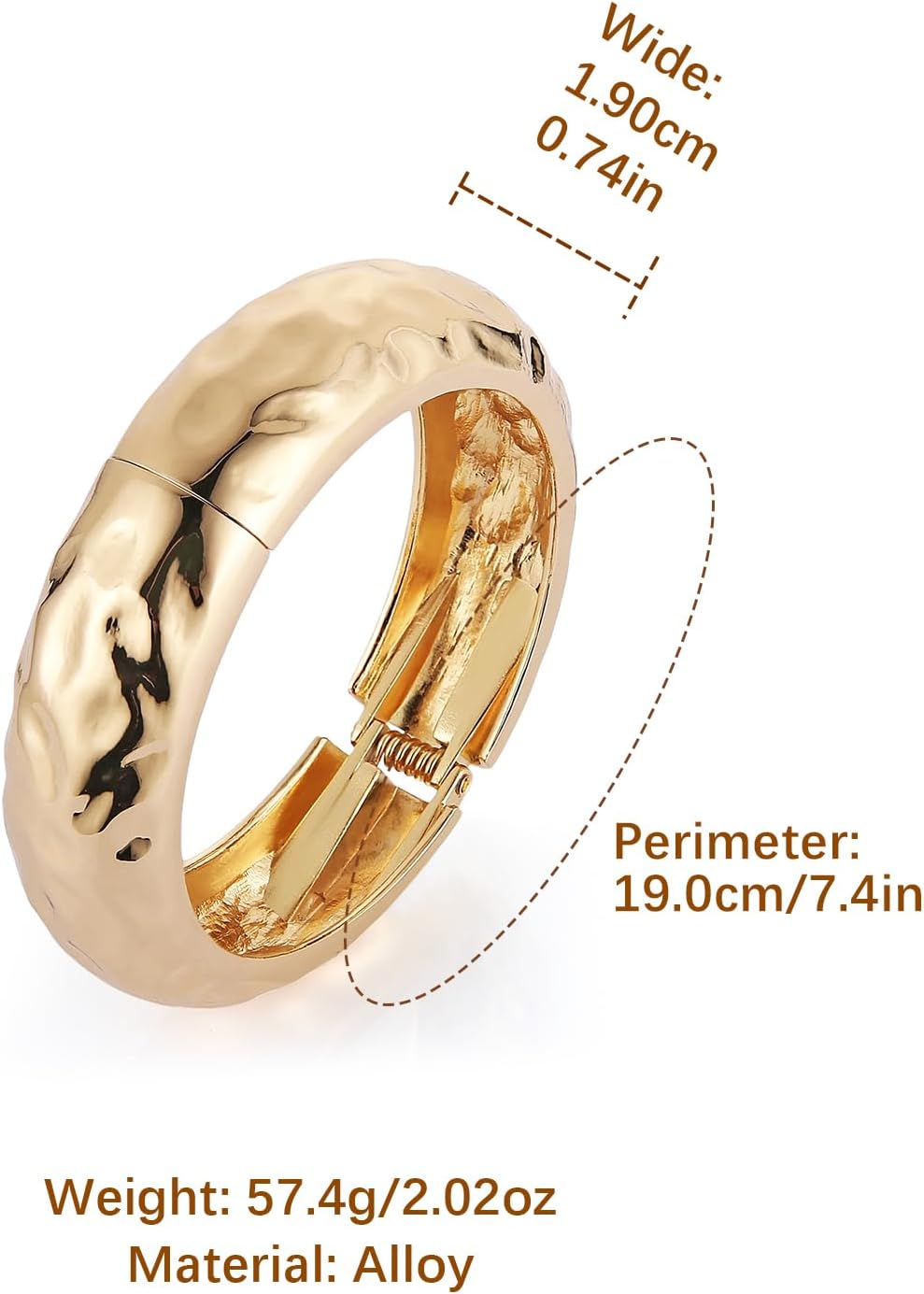 HZMAN 18K Gold Plated Wide Cuff Bracelet for Women - Premium Alloy Shiny Polished Double Layer Statement Bangle, Trendy Daily Wear Party Jewelry Accessory - Image 6