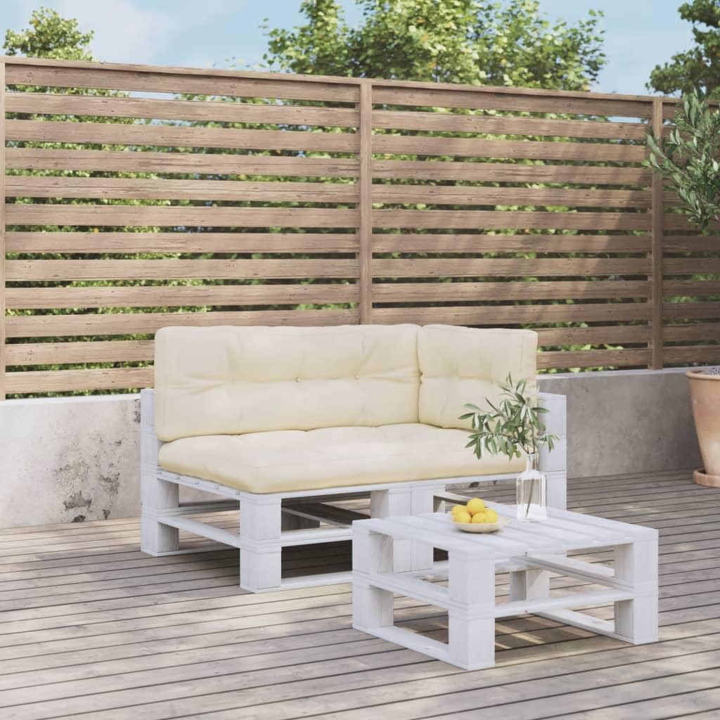 Coussin de palette déperlant crème avec dossier rembourré pour éliminer l'inconfort des bancs de jardin