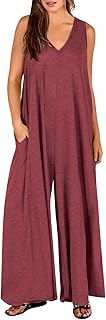 ANRABESS Women's Casual Summer Loose Jumpsuits Sleeveless Tank V Neck Wide Leg Long Pant Rompers Baggy Jumper with Pockets