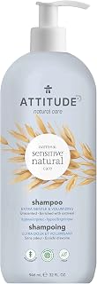 ATTITUDE Extra Gentle and Volumizing Shampoo for Sensitive Skin Enriched with Oat, EWG Verified, Hypoallergenic, Vegan and Cruelty-free, Unscented, 32 Fl Oz