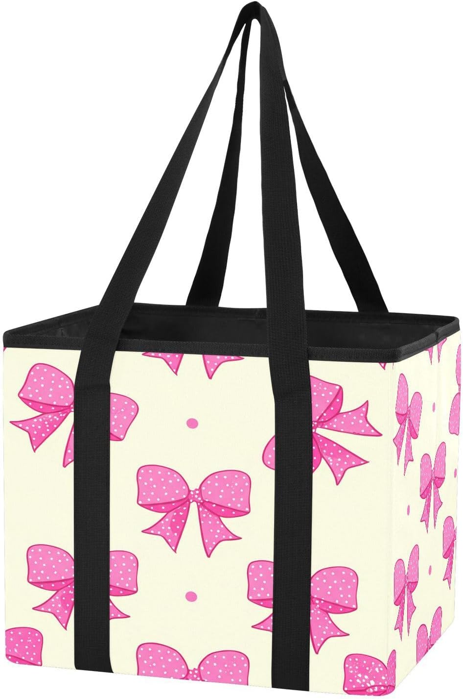 Qilmy Pink Bow Trunk Organizer for Women Men, Waterproof Collapsible Car Organizers and Storage with Reinforced Handles & Removable PE Board for SUV Sedan Truck, Multi-Purpose Storage Tote Bag