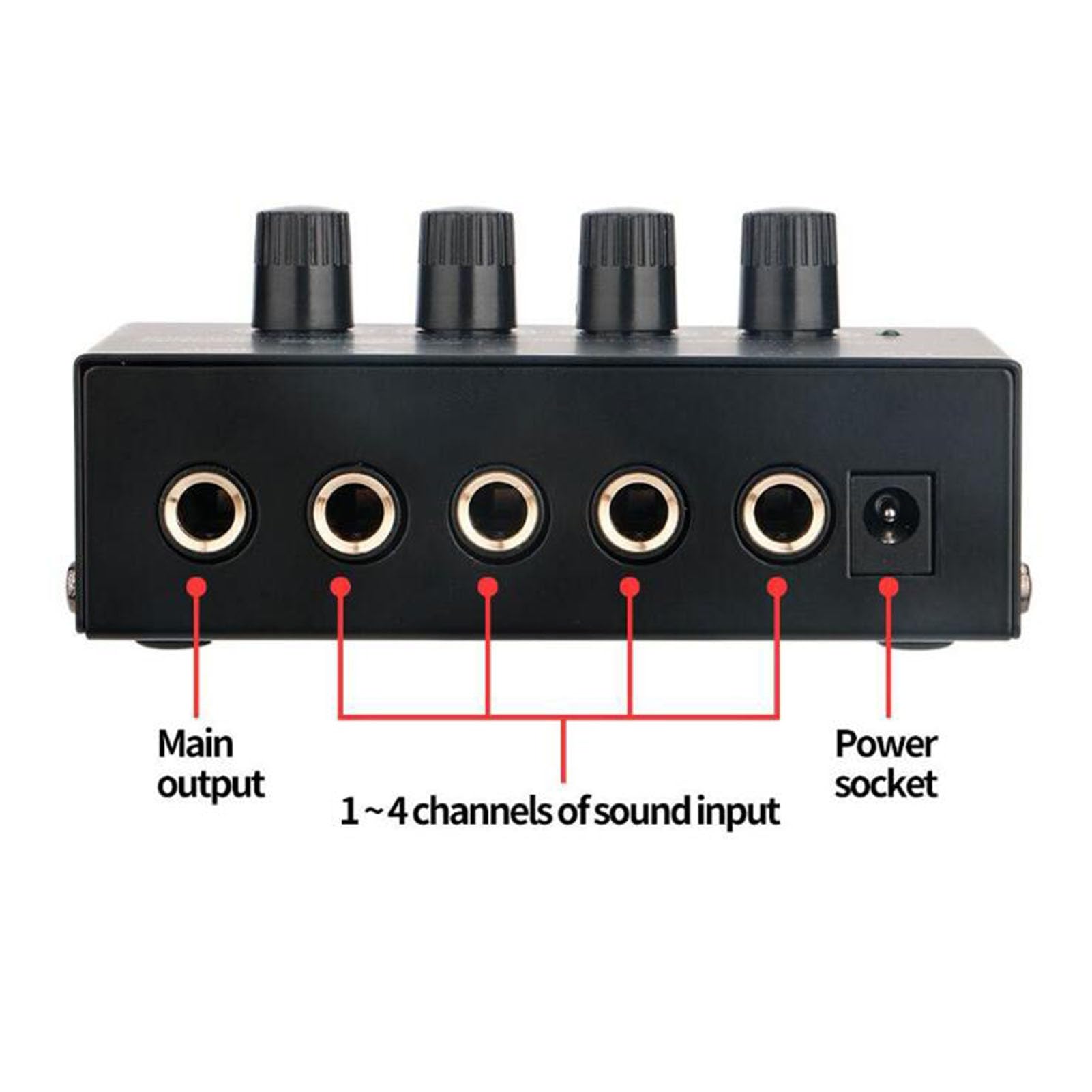 HA-400 Ultrakompakter 4-Kanal-Stereo-Kopfhörerverstärker für Studio und Bühne, Unabhängige Lautstärkeregelung (EU-Stecker)
