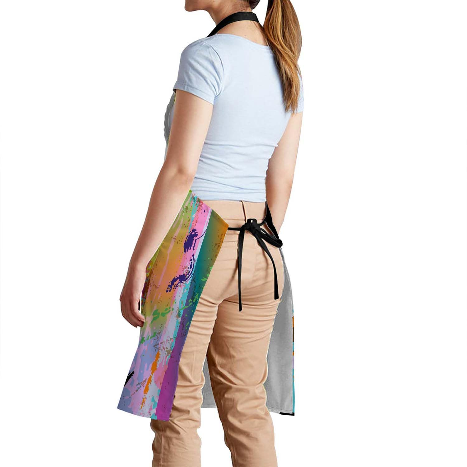 Smooffly Rainbow Face Apron Unisex Adjustable Bib Apron Cooking Kitchen Chef Women Men Aprons for Home Kitchen Restaurant,Coffee House,Shop,Garden - Image 3