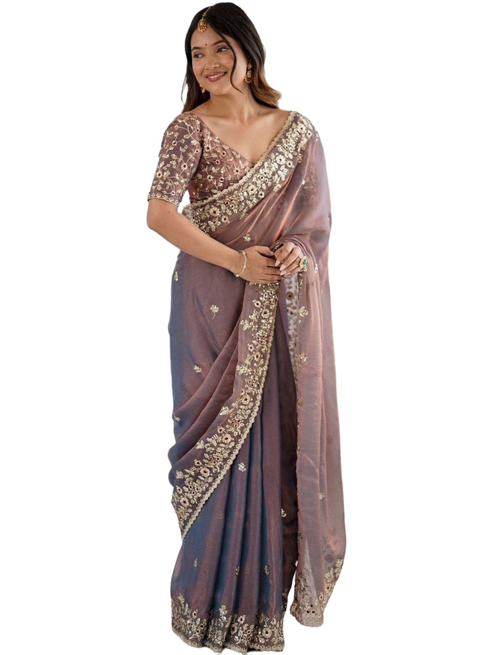 Premium Embroidered Designer Saree with Blouse Piece, Wedding and Festive Occasion, Ethnic Draping, for Women-image-13