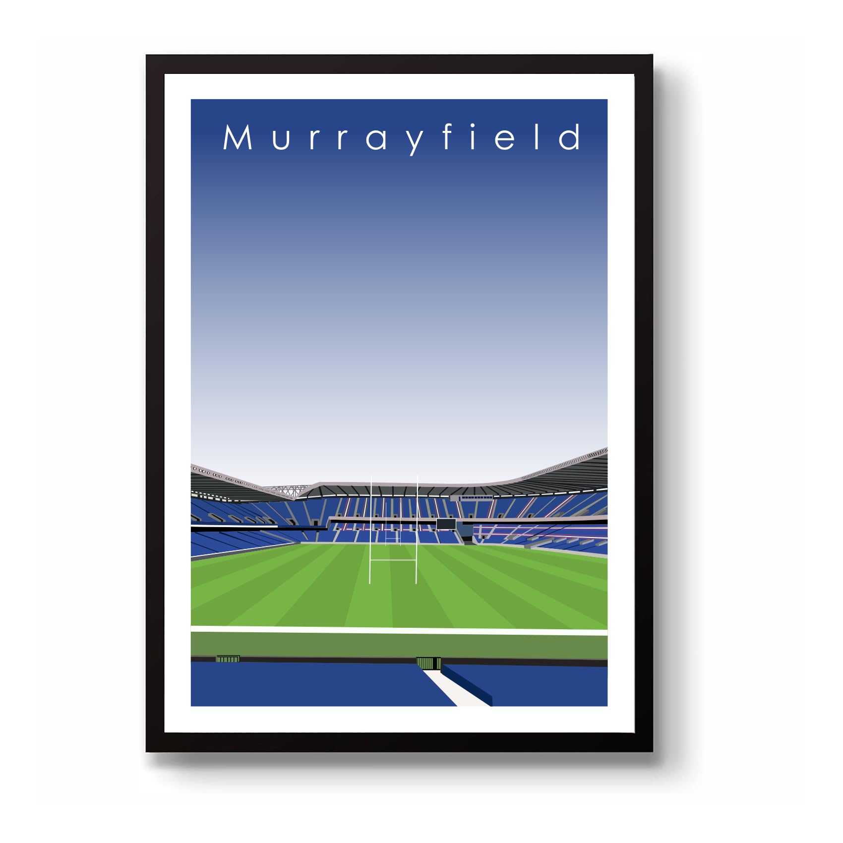 Grounddesigns Men's Blue And White Murrayfield Scotland Six Nations Rugby Union Stadium Art Unframed A3 Print