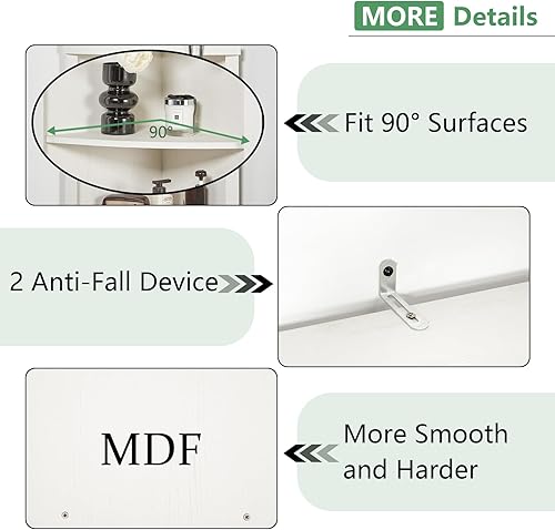 Miniatura 3 de AMERLIFE Armario de almacenamiento de esquina curva, estantería independiente de 65 pulgadas de alto con puertas de vidrio y estantes ajustables,