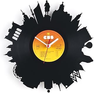 GRAVURZEILE Skyline Leipzig 2018 Wanduhr aus Vinyl Schallplattenuhr Upcycling Design-Uhr Wand-Deko Vintage-Uhr Wand-Dekora...