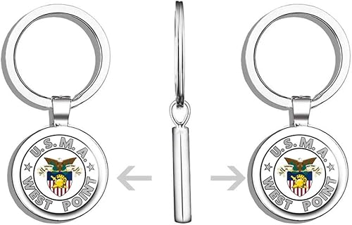 Miniatura 2 de Llavero de metal redondo de metal de la Academia Militar de los Estados Unidos West Point (USMA), plateado