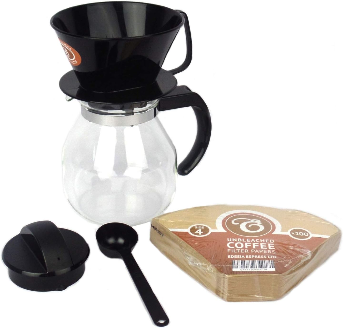 Edesia Espress 1 litre / 4 Cup Filter Coffee Maker Jug Set + 100 free filter papers
