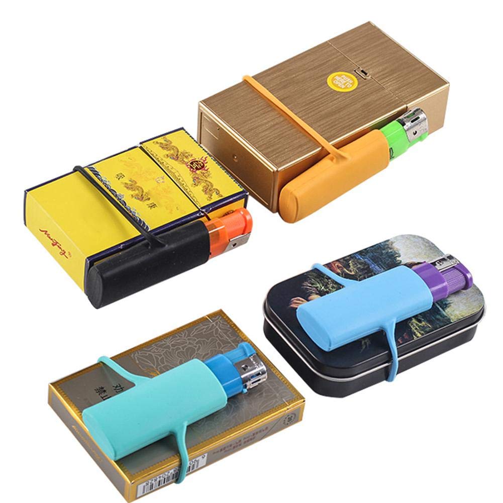 Yongirl 3 PCS Silicone Rubber Lighter Cigarette Case Bands, Fits Bic Style