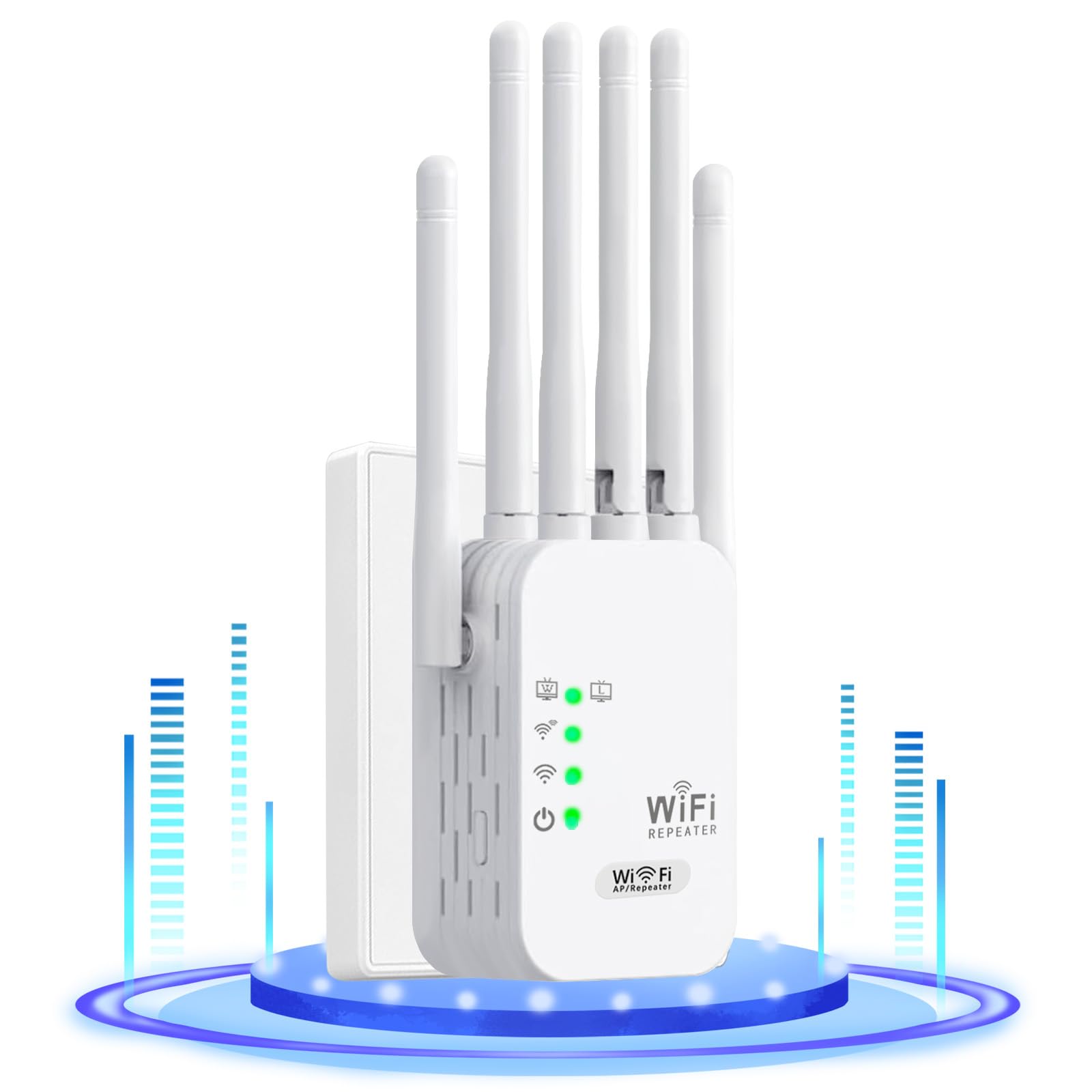 Repetidor WiFi Más Vendido,WiFi Extender,Amplificador Señal WiFi Potente,6 Antenas Y 2 Puertos LAN,Extensor WiFi para El Hogar Y La Oficina, Fácil De Instalar