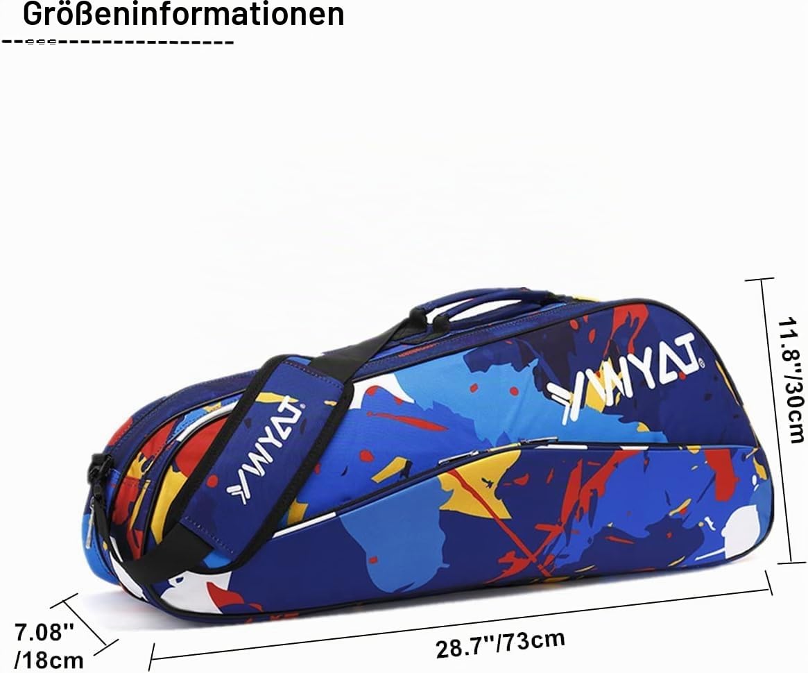 Sport Tent- Schlägertasche wasserdichte Tennistasche Tragbare Squashtasche Große Badmintontasche Racketbag für 6 Schläger Badminton Tennisausrüstung Sport Reisetasche