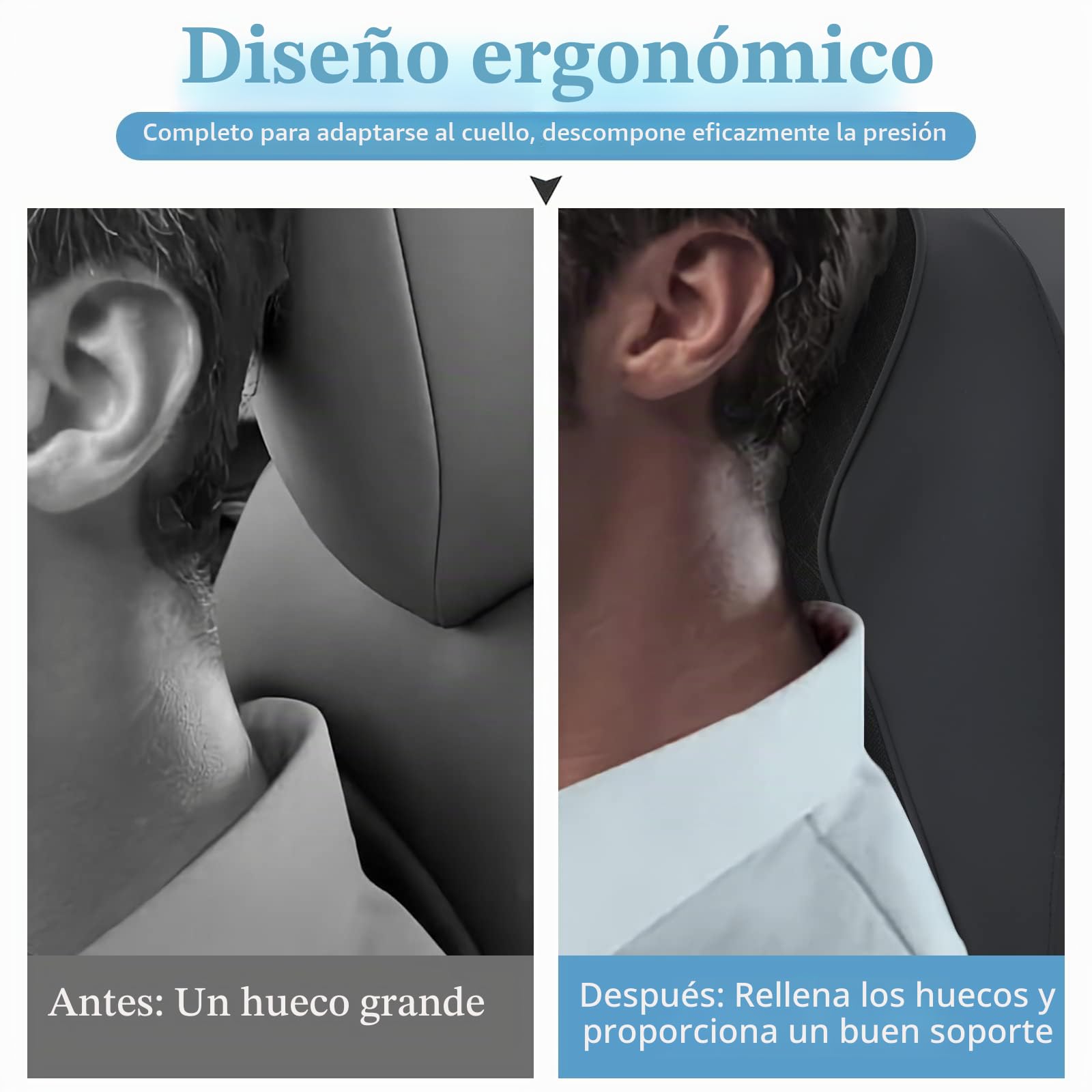 ZATOOTO Reposacabezas Coche - Cojines para Conductores, Cojin Asiento Coche Espuma de Memoria Negro