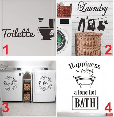 ANFRJJI Juego de calcomanías de pared y asiento de inodoro, calcomanías extraíbles de PVC para lavar y secar, divertida decoración de baño con 3