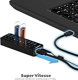 SABRENT Hub USB Alimenté,10 Port Docking Station 5 Gbps, 12V/5A 60W Adaptateur Alimentation, Port USB Multiple pour PC avec des commutateurs et LED des voyants d'alimentation individuels (HB-BU10) - 5