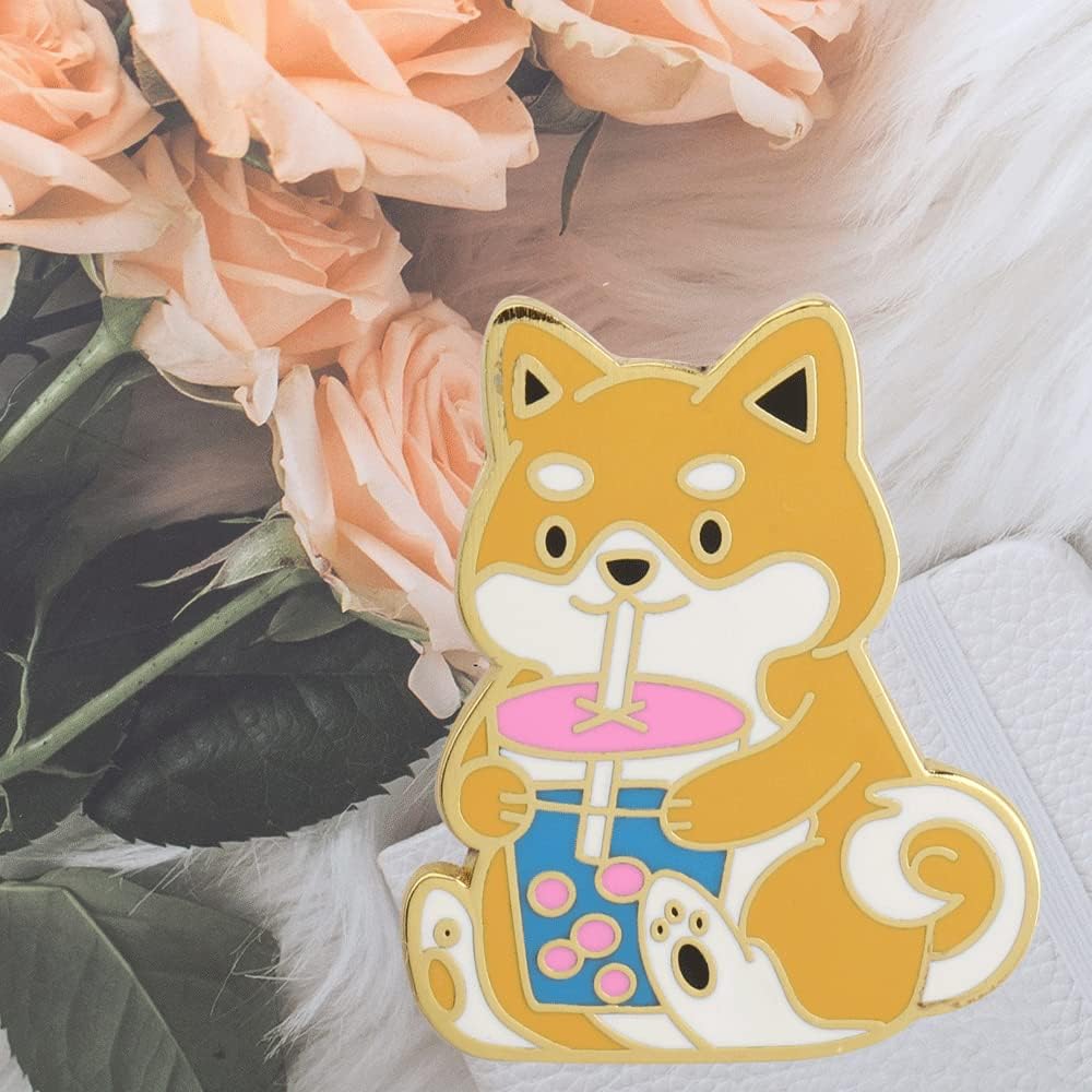 WSNANG Corgi Bubble Tea Enamel Pin Corgi Dog Pins for Backpacks Clothing Decoration Gift Corgi Lover Gift