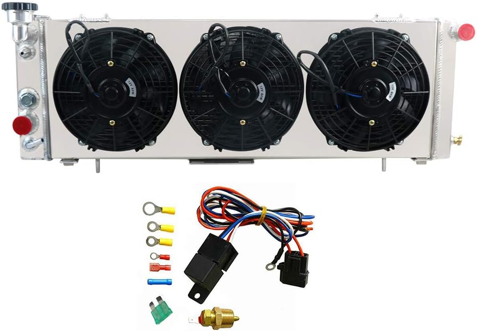 ALLOYWORKS 3 Row Core Aluminum Radiator + 3x9" Fan Shroud + Relay For 1991-2001 Jeep Cherokee XJ Comanche 4.0 L6 Gas