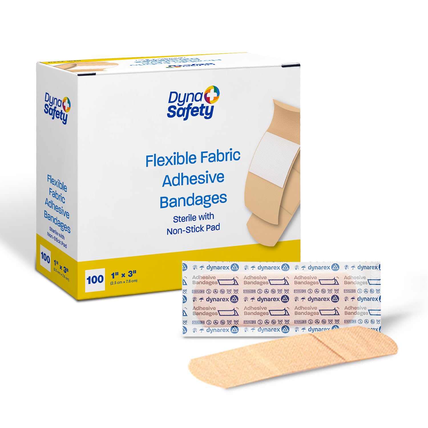 Adhesive Fabric Bandage, 1 Inches X 3 Inches Sterile, 100 Count (Pack of 3)