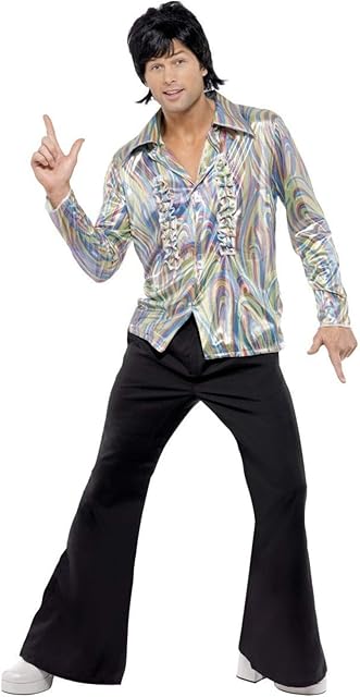Smiffys 70s Retro Costume, Black, M - Size 38 Inch-40 Inch